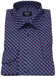 Marvelis Shirt - Body Fit - Kent Collar - Dark Blue / Red / White - Extra Extra Long Sleeve 69cm
