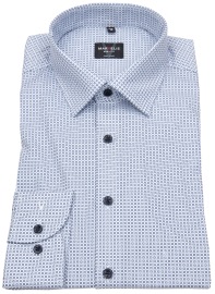 Marvelis Shirt - Body Fit - Kent Collar - Contrast Buttons - Blue / White