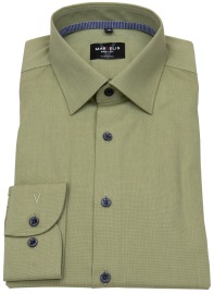 Marvelis Shirt - Body Fit - Kent Collar - Contrast Buttons - Green - Extra Long Sleeve 69cm