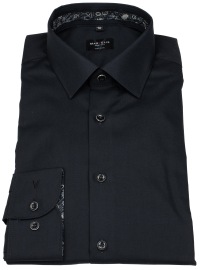 Marvelis Hemd - Body Fit - Kentkragen - Patch - schwarz