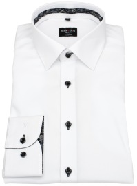 Marvelis Hemd - Body Fit - Kontrastknöpfe - weiß - extra langer 69cm Arm