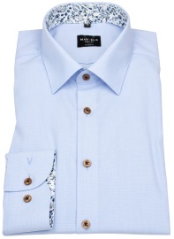 Marvelis Hemd - Body Fit - Patch - Fil-á-Fil - hellblau - extra langer 69cm Arm