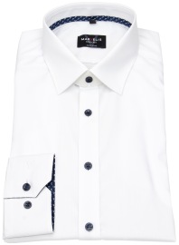 Marvelis Shirt - Body Fit - Patch - Contrast Buttons - White