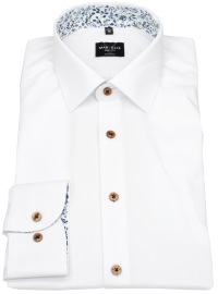 Marvelis Hemd - Body Fit - Patch - Kontrastknöpfe - weiß - extra langer 69cm Arm