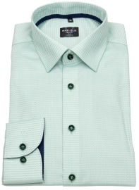 Marvelis Shirt - Body Fit - Structure - Contrast Buttons - Green - Extra Long Sleeve 69cm