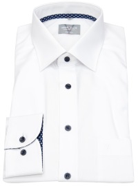 Marvelis Shirt - Comfort Fit - Kent Collar - Contrast Buttons - White