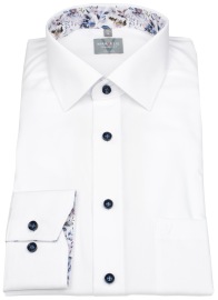 Marvelis Shirt - Comfort Fit - Kent Collar - Contrast Buttons - White - w/o OP