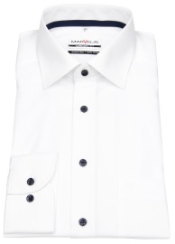 Marvelis Shirt - Comfort Fit - Kent Collar - Contrast Buttons - White - w/o OP