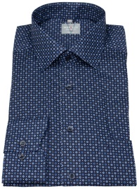 Marvelis Hemd - Comfort Fit - Print - Kontrastknöpfe - dunkelblau / hellblau