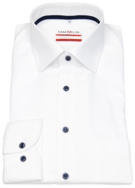 Marvelis Shirt - Modern Fit - Finetwill - Extra Opaque - Contrast Buttons - White - w/o OP