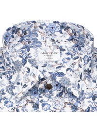 Marvelis Hemd - Modern Fit - florales Muster - blau / braun - extra langer 69cm Arm - Thumbnail ID: arimds1o83