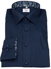 Marvelis Hemd - Modern Fit - Kentkragen - dunkelblau - extra langer 69cm Arm