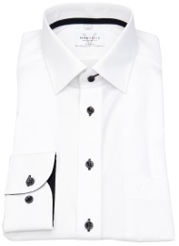 Marvelis Shirt - Modern Fit - Kent Collar - Contrast Buttons - White
