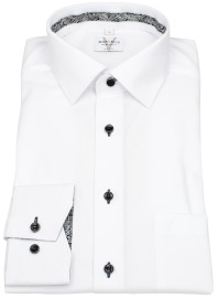 Marvelis Hemd - Modern Fit - Kentkragen - Kontrastknöpfe - weiß