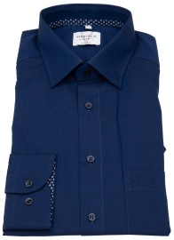 Marvelis Shirt - Modern Fit - Kent Collar - Patch - Dark Blue - w/o OP