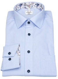 Marvelis Hemd - Modern Fit - Kontrastknöpfe - hellblau - extra langer 69cm Arm