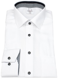 Marvelis Shirt - Modern Fit - Contrast Buttons - White - Extra Long Sleeve 69cm