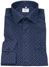 Marvelis Hemd - Modern Fit - Print - dunkelblau / hellblau - extra langer 69cm Arm