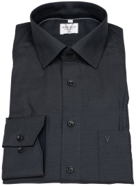 Marvelis Hemd - Modern Fit - Struktur - Chambray - schwarz