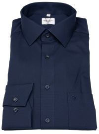 Marvelis Hemd - Modern Fit - Struktur - dunkelblau - extra langer 69cm Arm