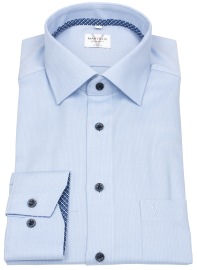 Marvelis Hemd - Modern Fit - Struktur - Kontrastknöpfe - hellblau - ohne OVP