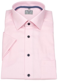 Marvelis Short Sleeve Shirt - Comfort Fit - Kent Collar - Contrast Buttons - Rose - w/o OP