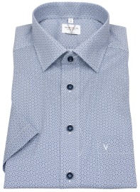 Marvelis Kurzarmhemd - Modern Fit - Kontrastknöpfe - hellblau / dunkelblau