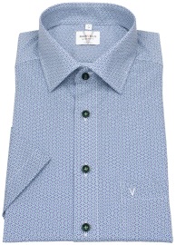 Marvelis Kurzarmhemd - Modern Fit - Kontrastknöpfe - hellblau / grün