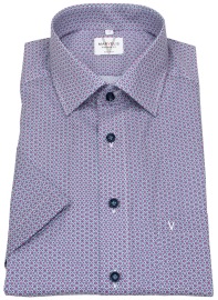 Marvelis Kurzarmhemd - Modern Fit - Kontrastknöpfe - rot / blau