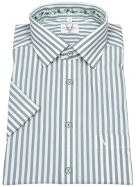 Marvelis Kurzarmhemd - Modern Fit - Streifen - grün / weiß