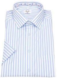 Marvelis Kurzarmhemd - Modern Fit - Streifen - hellblau / weiß
