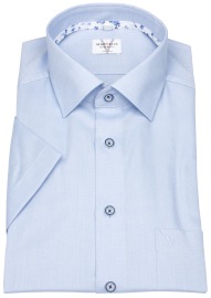 Marvelis Kurzarmhemd - Modern Fit - Struktur - Kontrastknöpfe - hellblau