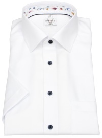 Marvelis Kurzarmhemd - Modern Fit - Struktur - Kontrastknöpfe - weiß