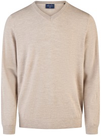 Marvelis Pullover - Merinowolle - V-Ausschnitt - beige
