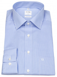 OLYMP Hemd - Comfort Fit - Kentkragen - Twill - Streifen - hellblau / weiß