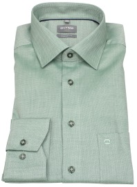 OLYMP Hemd - Comfort Fit - Struktur - Kontrastknöpfe - grün