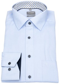 OLYMP Hemd - Comfort Fit - Struktur - Kontrastknöpfe - hellblau