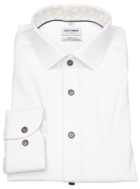 OLYMP Hemd - Level 5 Body Fit - Climate Control - Kontrastknöpfe - weiß