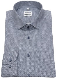 OLYMP Shirt - Level 5 Body Fit - Print - Dark Blue / White