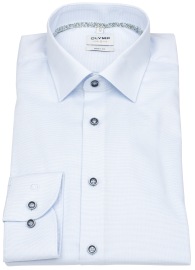 OLYMP Hemd - Level 5 Body Fit - Print - hellblau / weiß - extra langer 69cm Arm