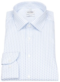 OLYMP Hemd - Level 5 Body Fit - Struktur - Print - hellblau / weiß