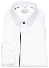 OLYMP Shirt - Level 5 Body Fit - Unterlegte Knopfleiste - White - w/o OP