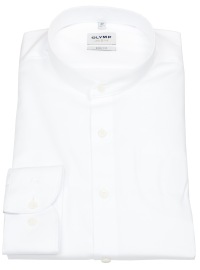OLYMP Shirt - Level 5 - Banded Collar - Twill - Besonders Opaque - White - w/o OP