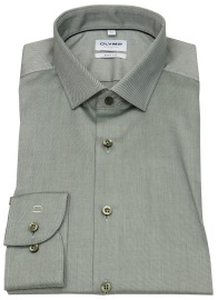 OLYMP Shirt - Level 5 - Twill - Besonders Opaque - Contrast Buttons - Green - w/o OP