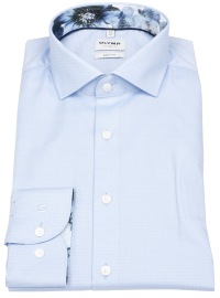 OLYMP Hemd - Level Five Body Fit - Faux Uni Struktur - hellblau