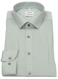OLYMP Shirt - Level Five Body Fit - Contrast Buttons - Green / White - Extra Long Sleeve 69cm
