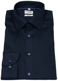 OLYMP Hemd - Level Five Body Fit - Struktur - dunkelblau - extra langer 69cm Arm