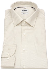OLYMP Hemd - Level Five Body Fit - Struktur - extra blickdicht - beige / weiß