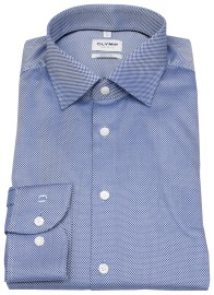 OLYMP Hemd - Level Five Body Fit - Struktur - extra blickdicht - dunkelblau / weiß