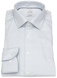 OLYMP Hemd - Level Five Body Fit - Struktur - extra blickdicht - grau / weiß